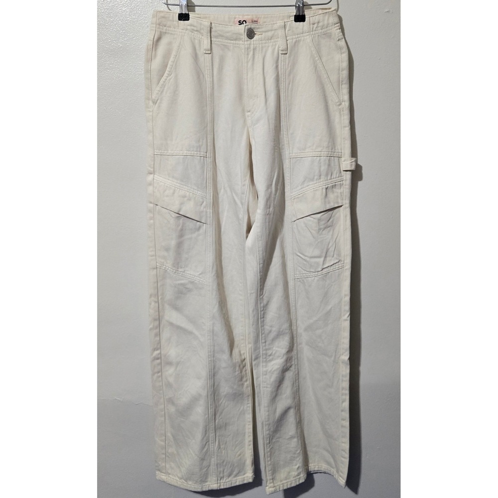 SO Good For Life Cream Cargo Pants Womens 7L Wide Leg Cotton Utility Trousers